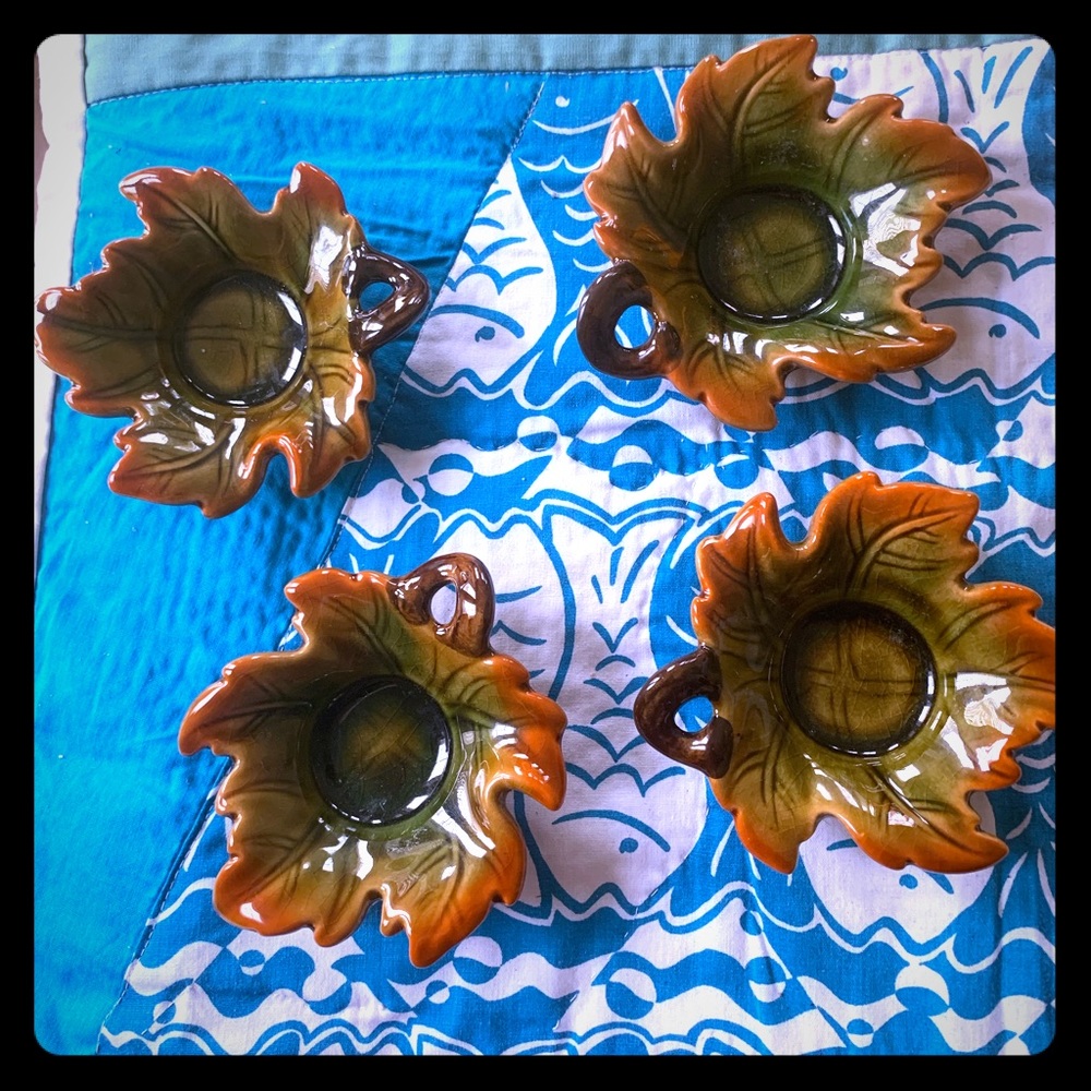 Fall leaf candle holders. Set of 4.